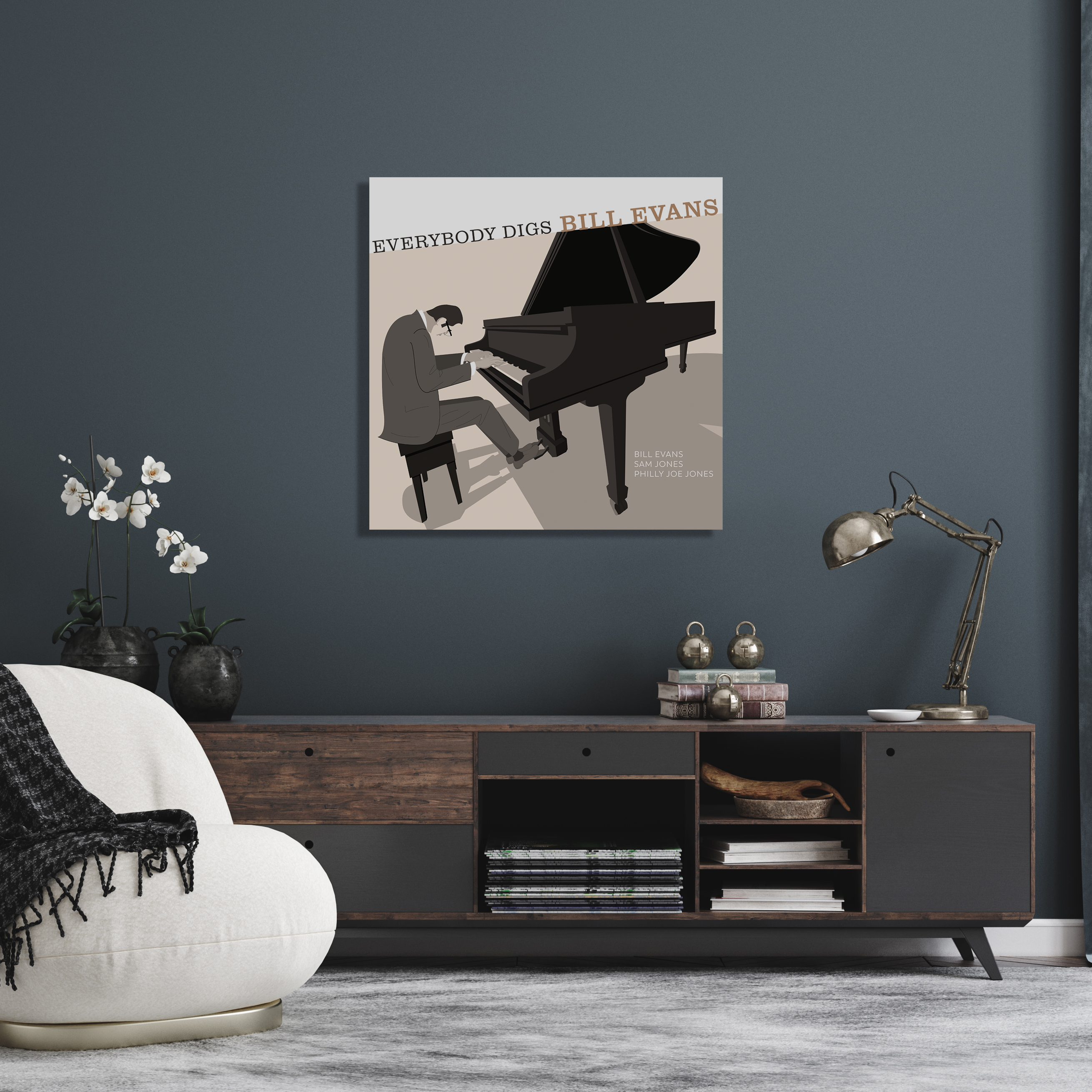 Bill Evans piano pianist jazz art framed