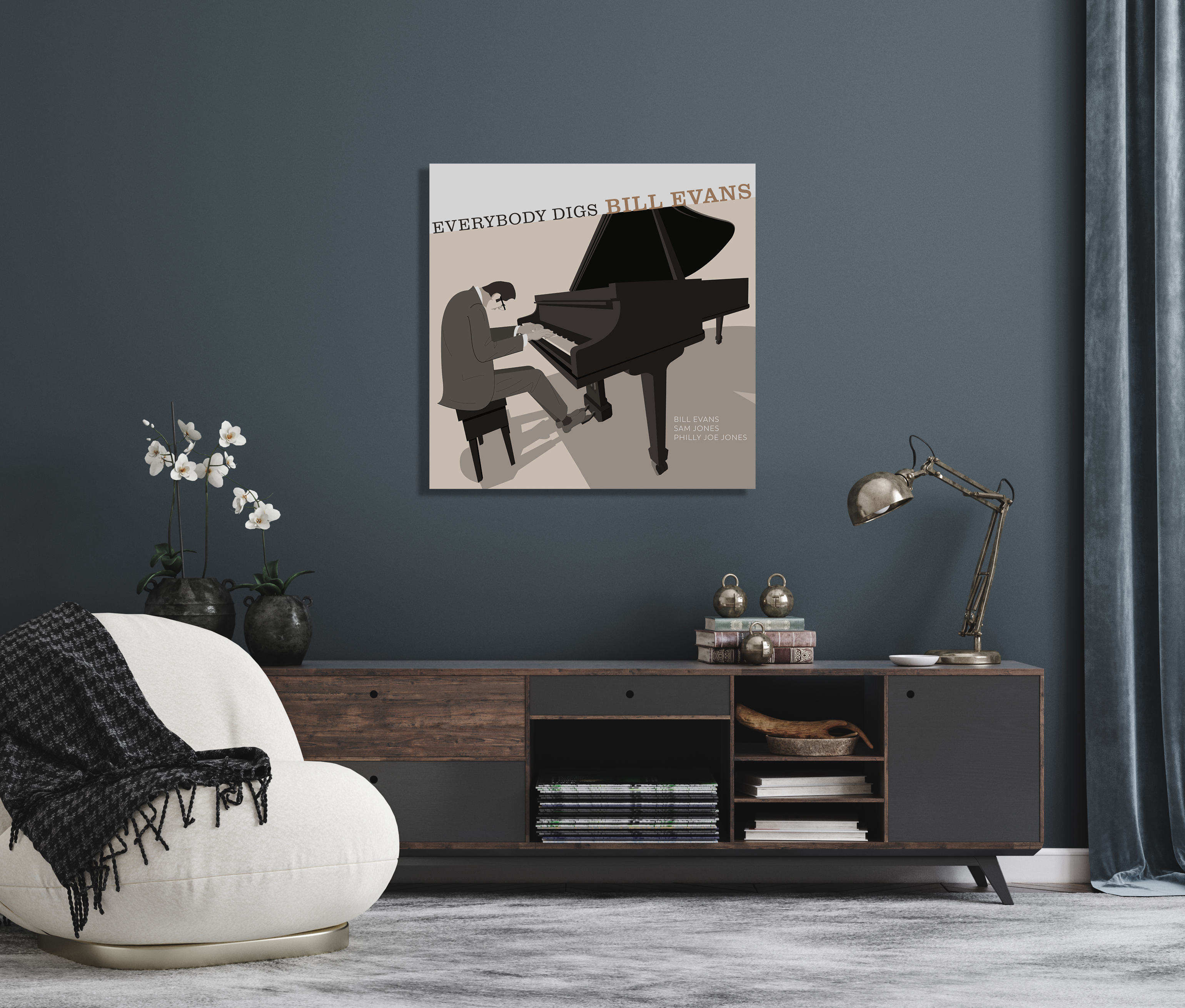 Bill Evans piano pianist jazz art framed