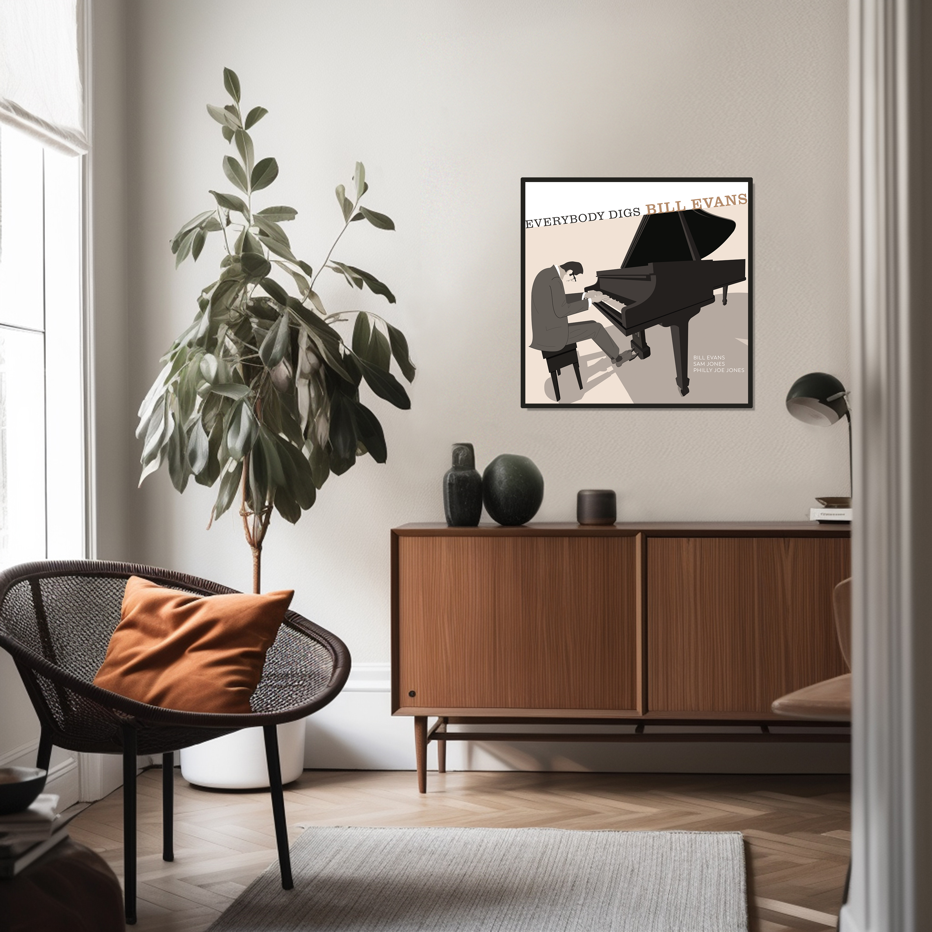 Bill Evans piano pianist jazz art framed