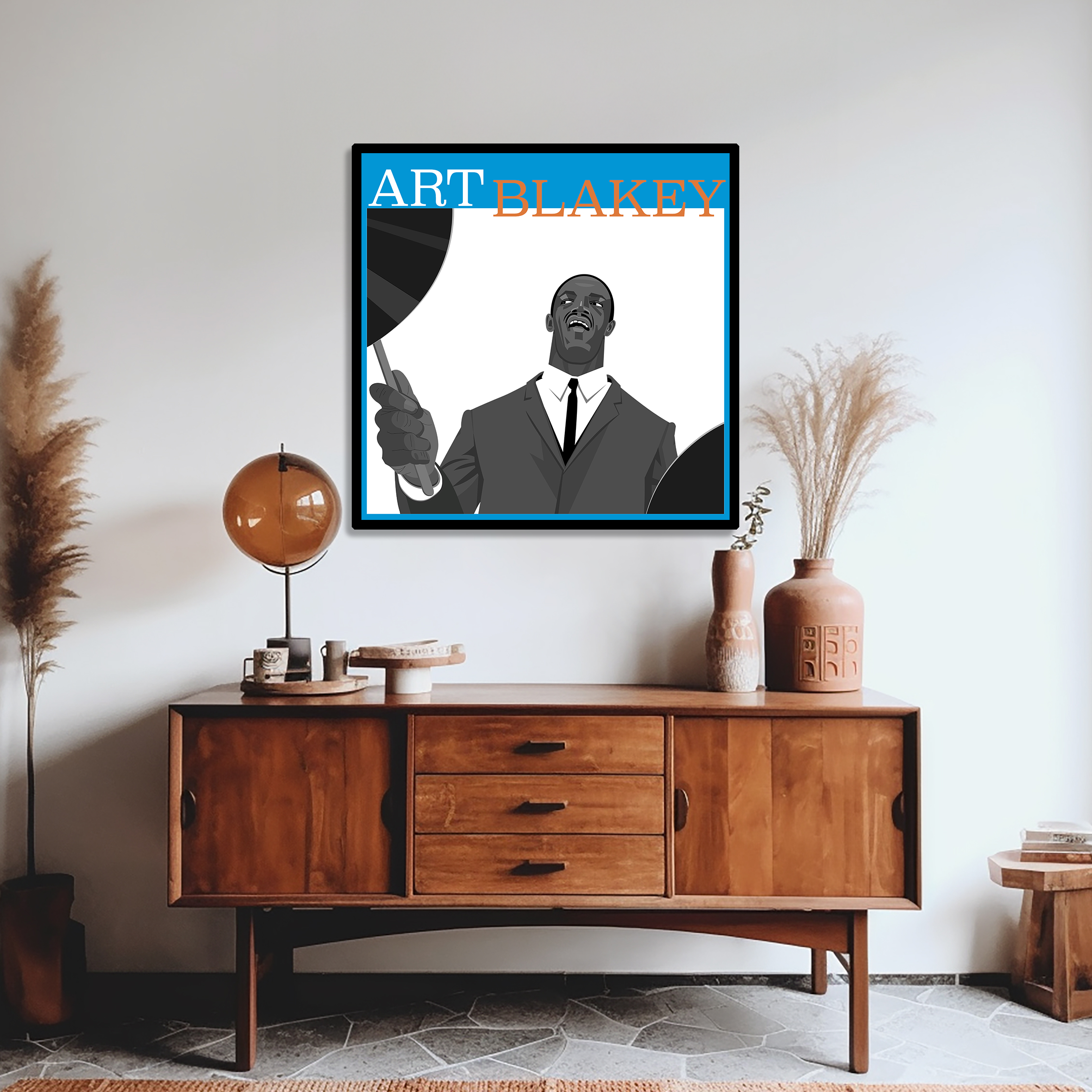 Art Blakey jazz art framed