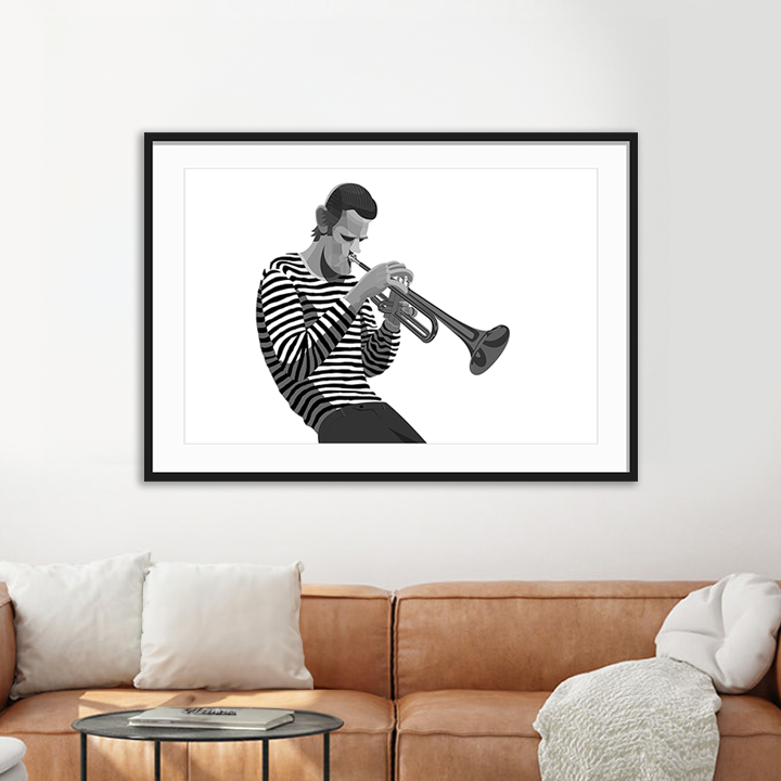 Chet Baker trumpet jazz art framed