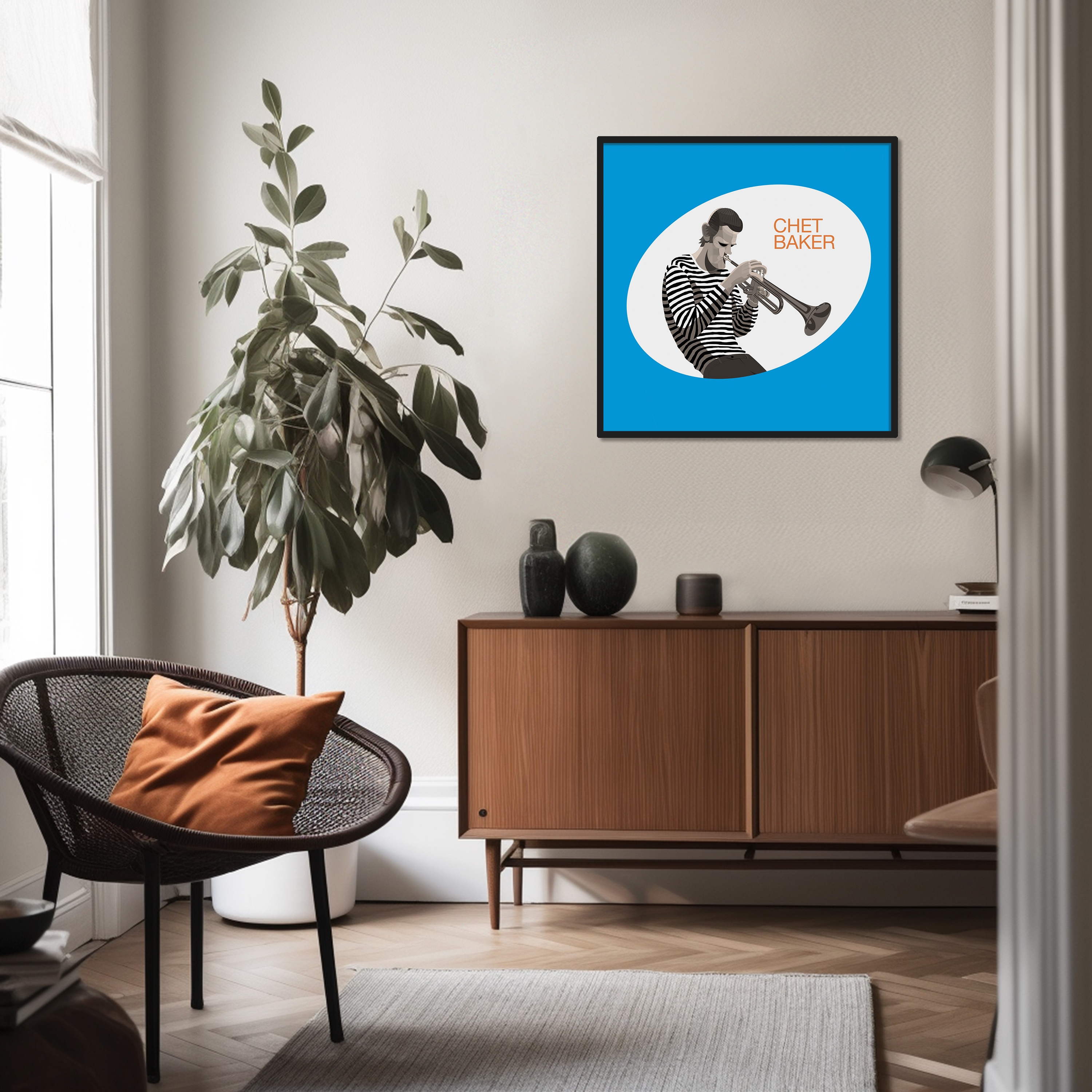 Chet Baker trumpet jazz art framed