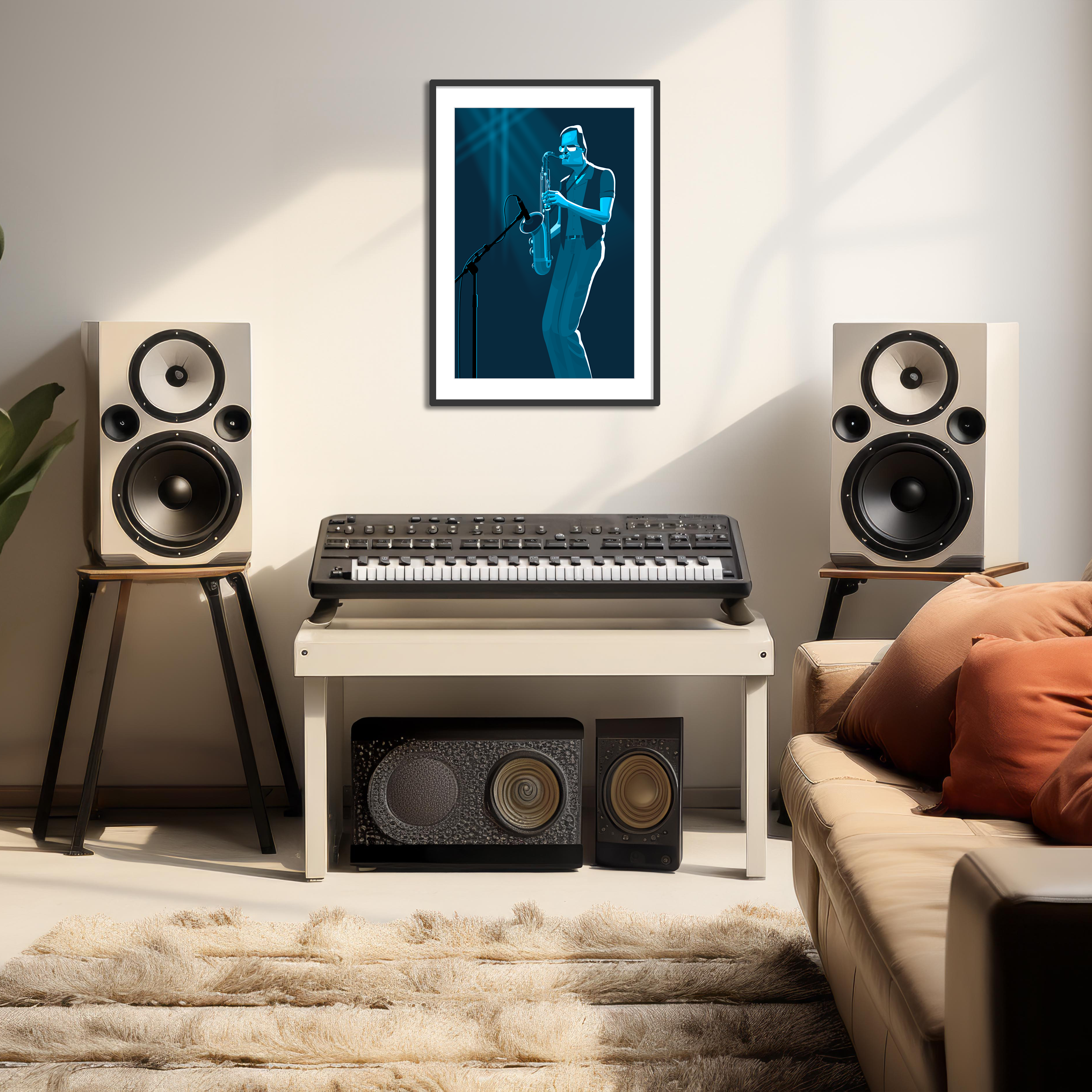 Michael Brecker saxophone jazz art framed