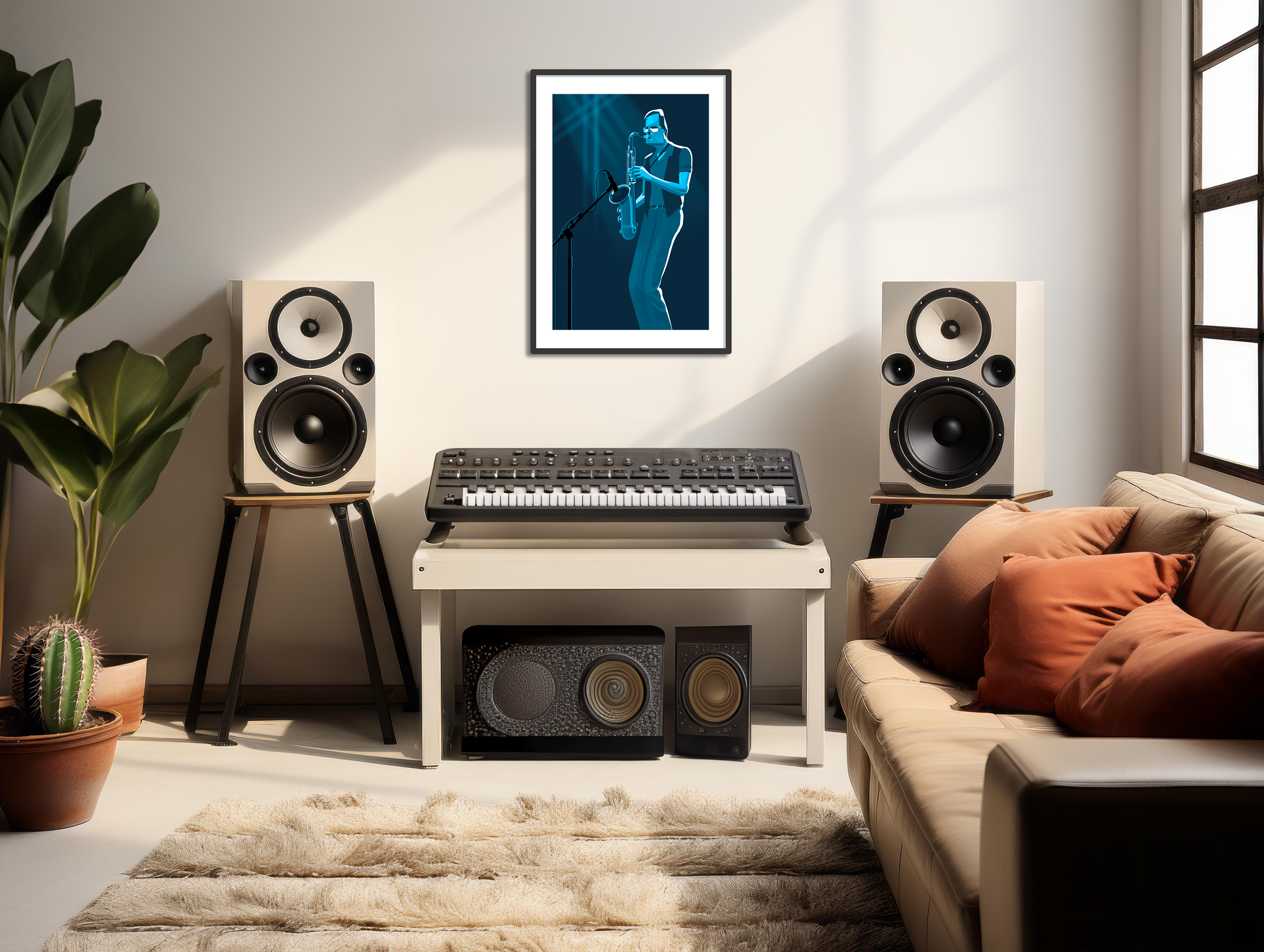 Michael Brecker saxophone jazz art framed