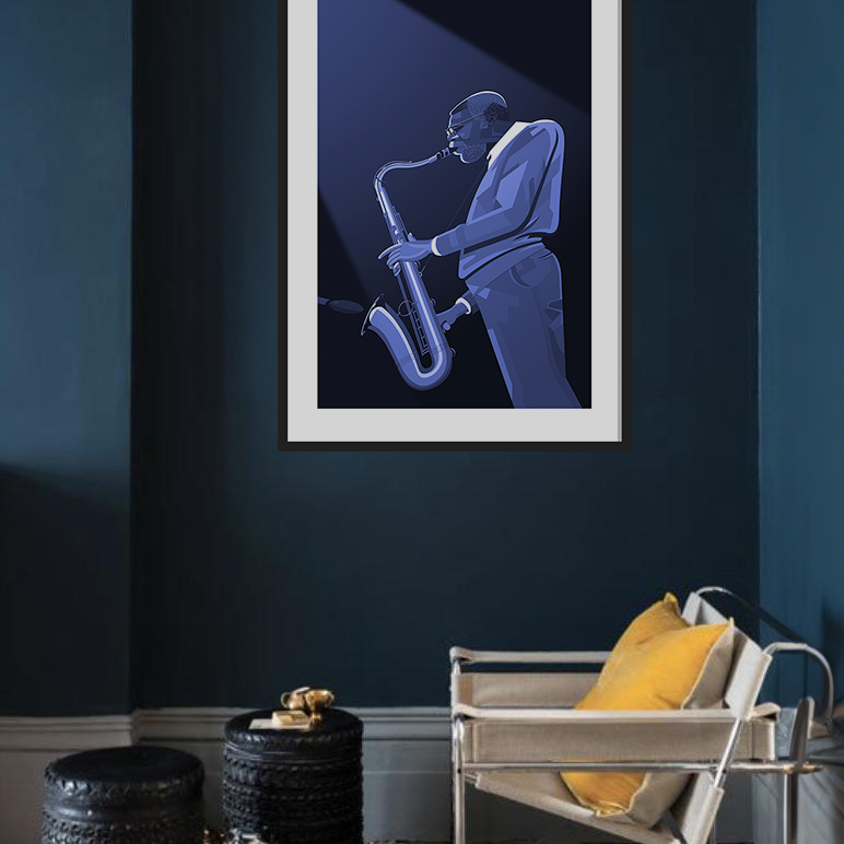 Joe Henderson saxophone jazz art framed