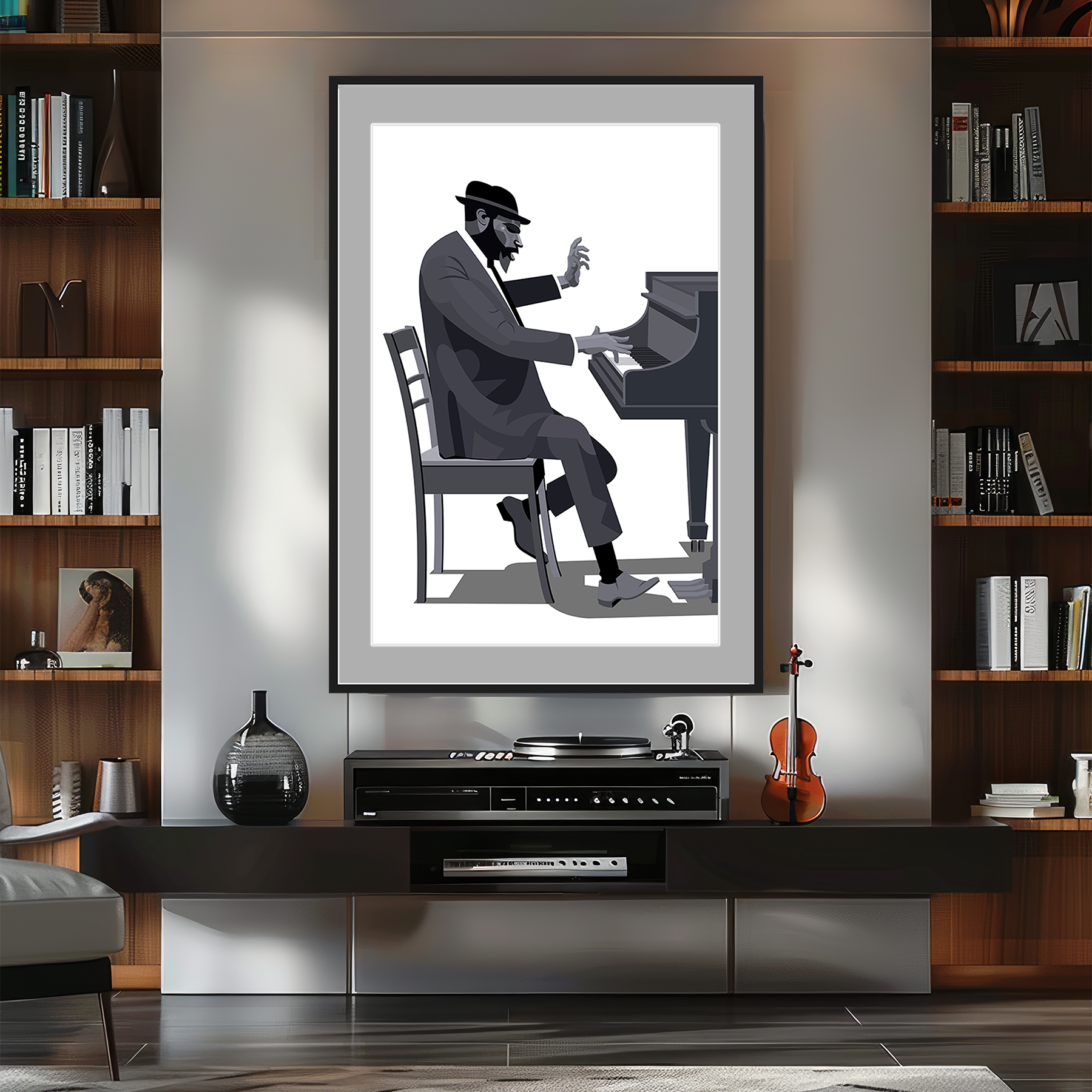 Thelonious Monk piano pianist jazz art framed