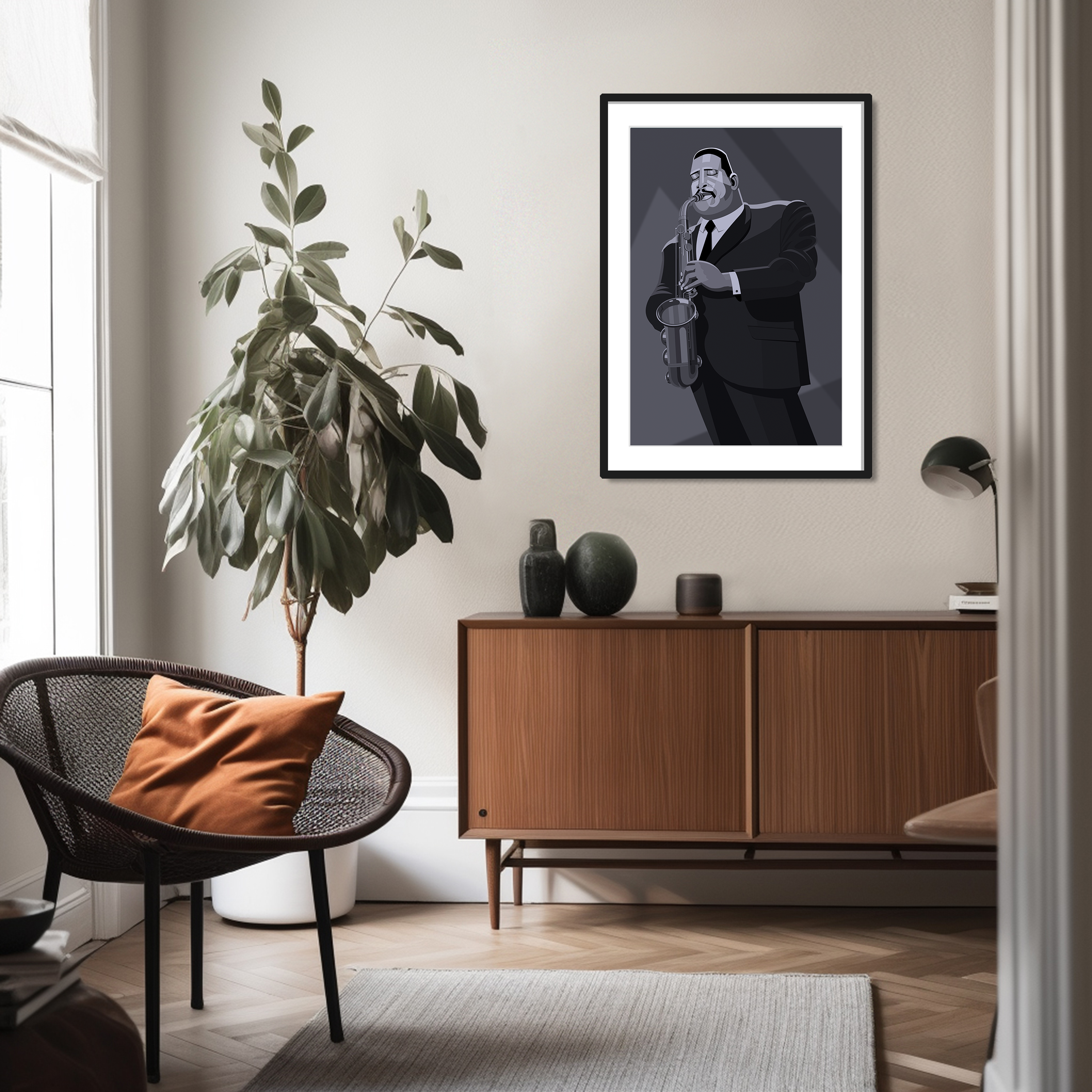 Cannonball Adderley saxophone jazz art framed