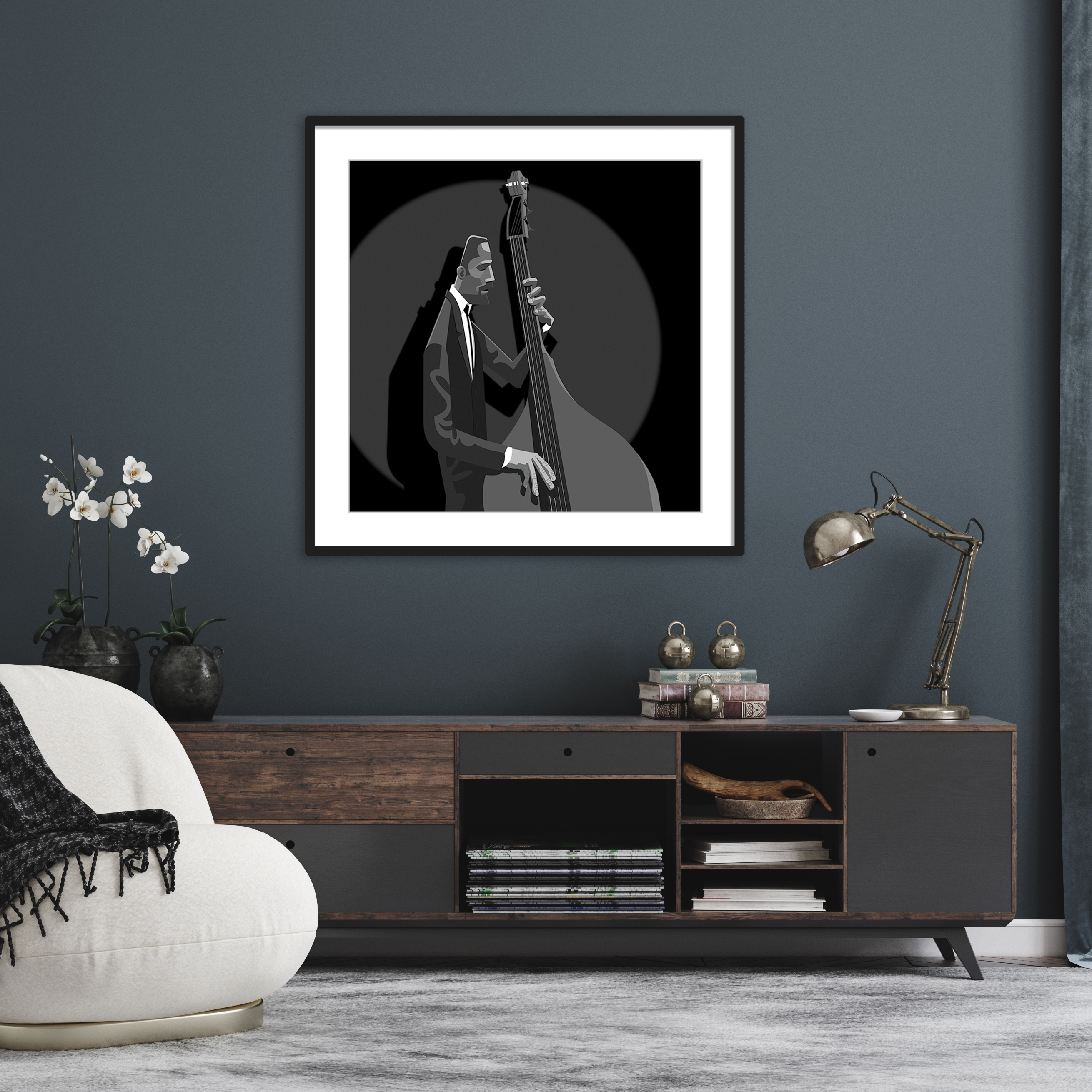 Ron Carter bass bassist jazz art framed