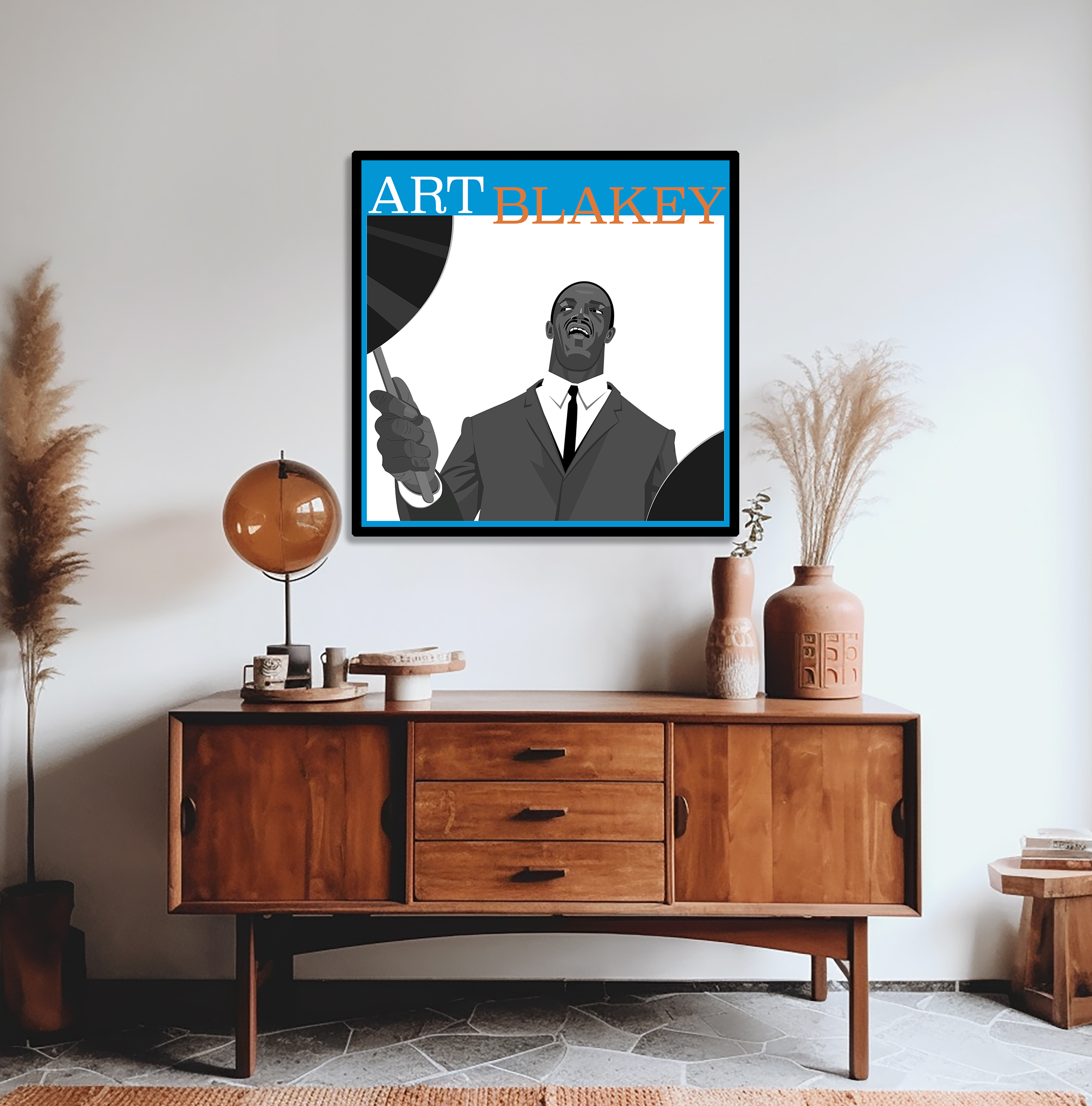 Art Blakey jazz art framed