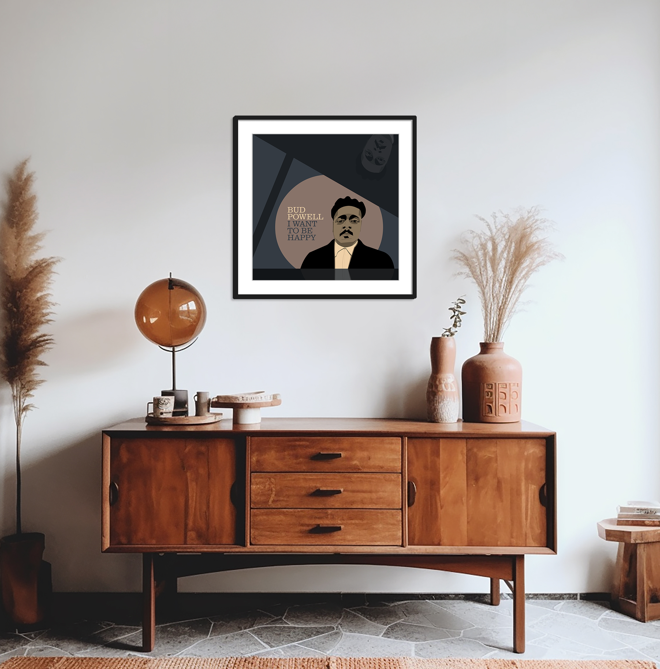  Bud Powell pianist piano jazz art framed