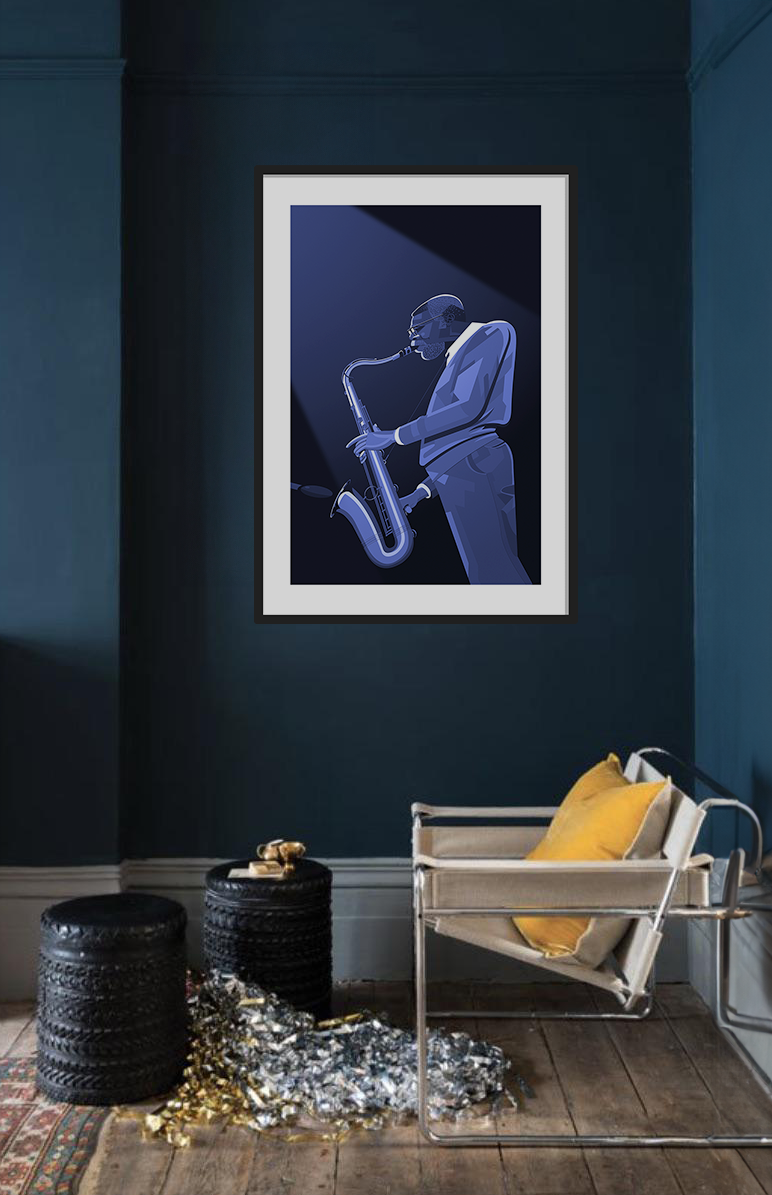 Joe Henderson saxophone jazz art framed