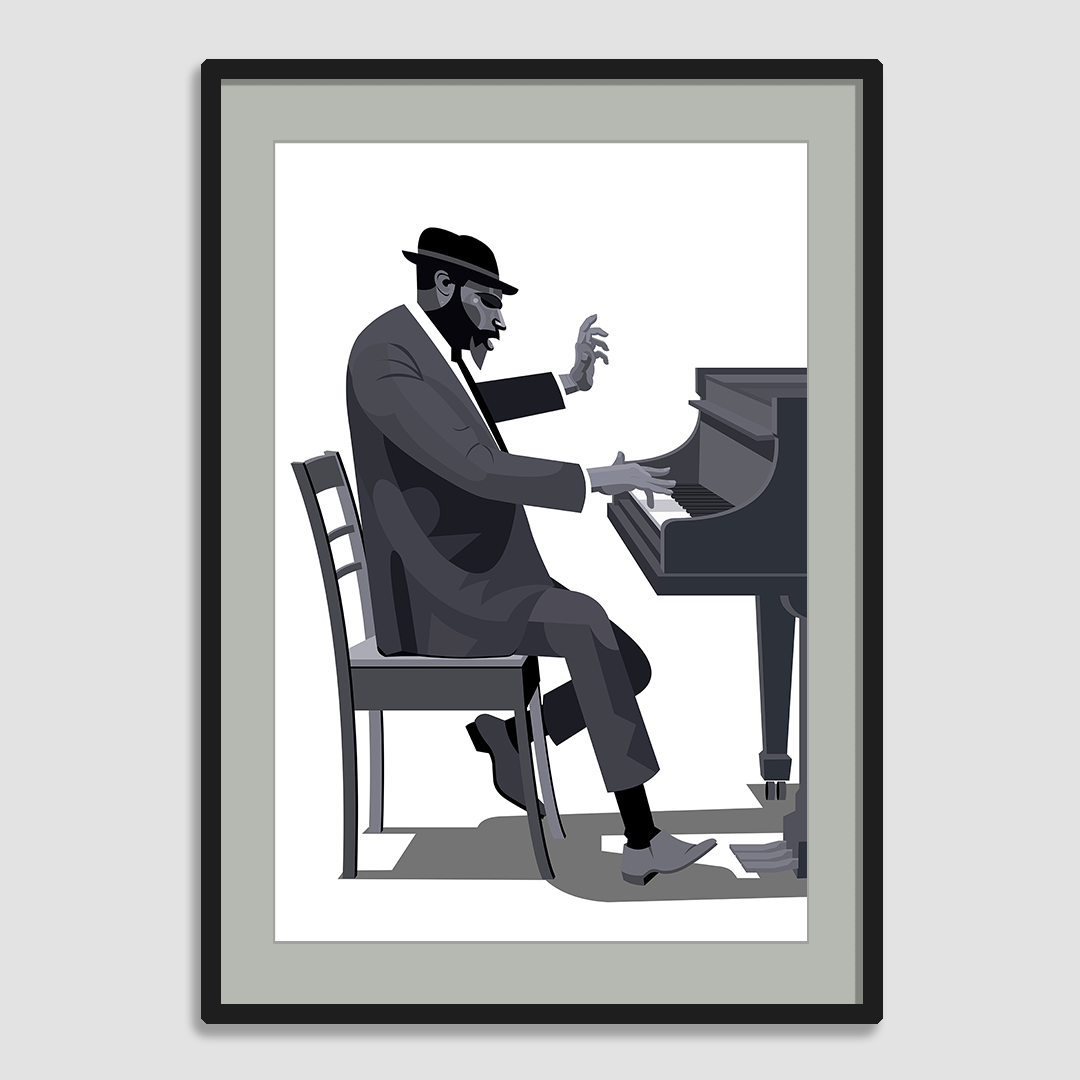 Thelonious Monk piano pianist jazz art framed