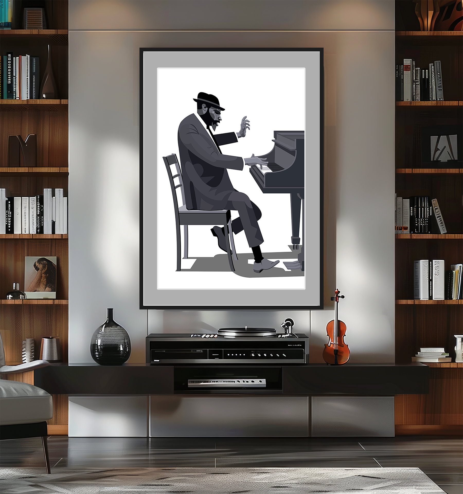 Thelonious Monk piano pianist jazz art framed