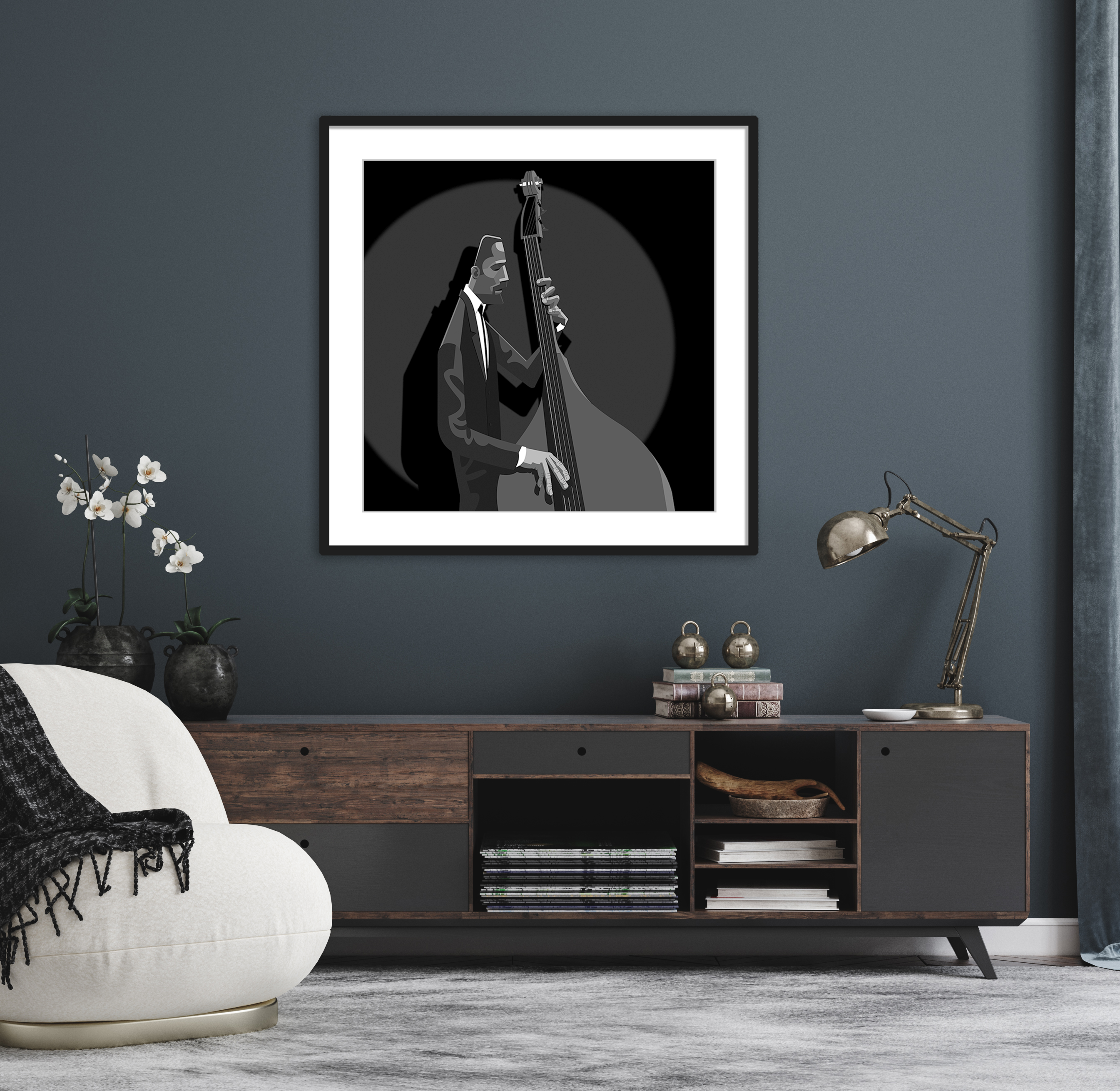 Ron Carter bass bassist jazz art framed